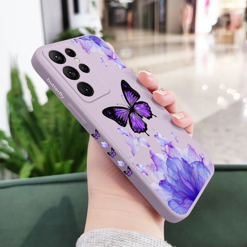 Printed Butterfly Phone Case For Samsung Galaxy S25 S24 S23 S22 S21 S20 Ultra Plus FE S10 S9 S10E Note 20 ultra 10 9 Plus Cover