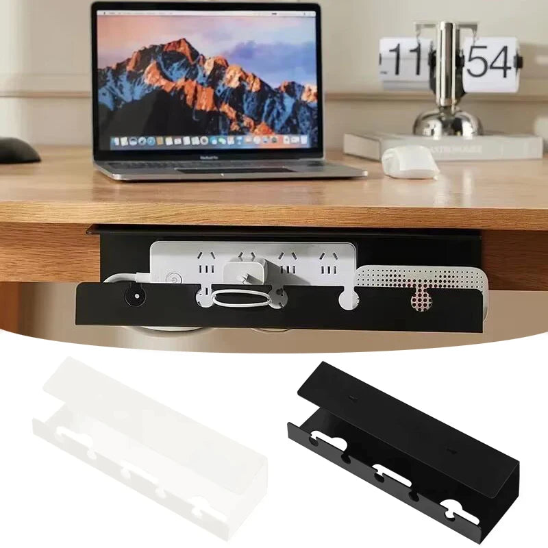 1PC Under Desk Cable Management Cable Tray Under Desk With Clamp Power Strip Cord Holder No Drilling Sturdy Spacious supplies