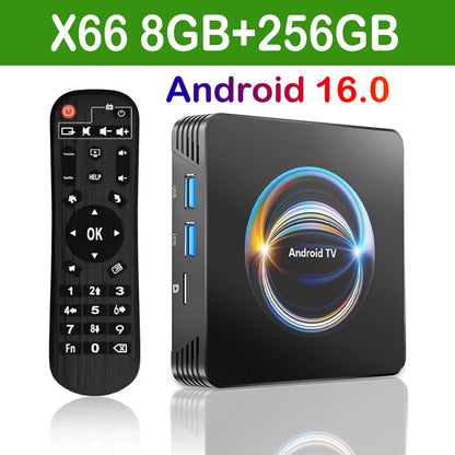 Original Android 16 X66 Smart TV Box 32GB 64GB 128GB 256GB RK3528 Bluetooth 6.0 Dual Wifi 2.4&5G Wifi6 8K Video AV1 Media Player