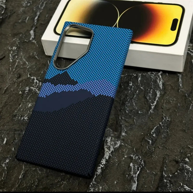 Luxury Carbon Fiber Wireless for Magsafe Case for Samsung Galaxy S26 S25 S23 S24 S22 Ultra Plus Alloy Lens Protection Hard Cover
