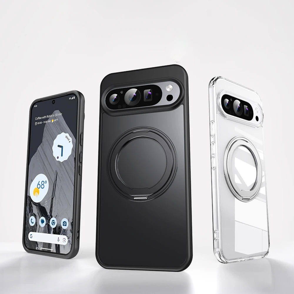 360°Rotating Stand Magnetic Phone Case For Google Pixel 10 9 Pro XL 8 7 Pro 9a 8a 7a Metal Folding Bracket Shockproof Cover