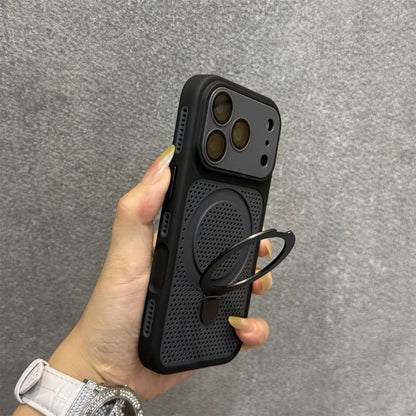 Cooling Heat Dissipation Stand Holder Case For iPhone 17 Pro Max 16 Pro 15 14 13 12 Invisible Bracket Magnetic Matte Hard Cover