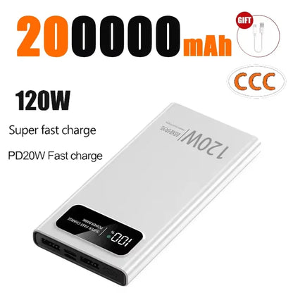 Lenovo CCC 500000mAh 120W Power Bank For Xiaomi Large Capacity Super Fast Charging Battery Digital Display Power Bank For iPhone