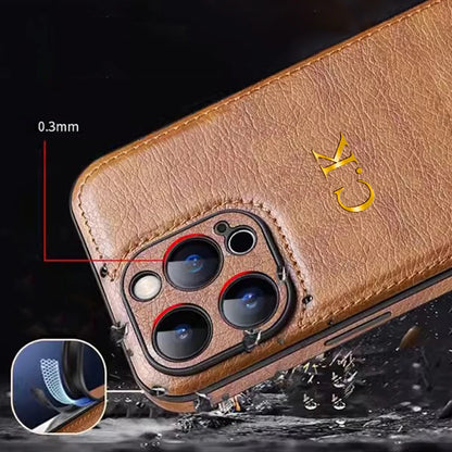 Personalized Name Classic Leather Case For iPhone18 17 16 15 14 13 12 11 Pro Max 17Air Luxury Customized Initials Engraved Cover