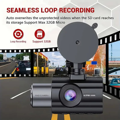3 Channel Car DVR UHD 4K Dash Cam Three Way Camera DVRs Recorder Video Registrator Dashcam Camcorder Wiht 32G Card-Gift