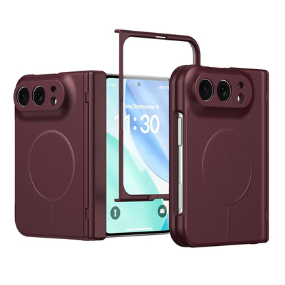 KEYSION Magnetic Fold Phone Case for MagSafe for iPhone Duo Matte Hard PC Shockproof Back Cover With Hinge+ HD Screen Protector