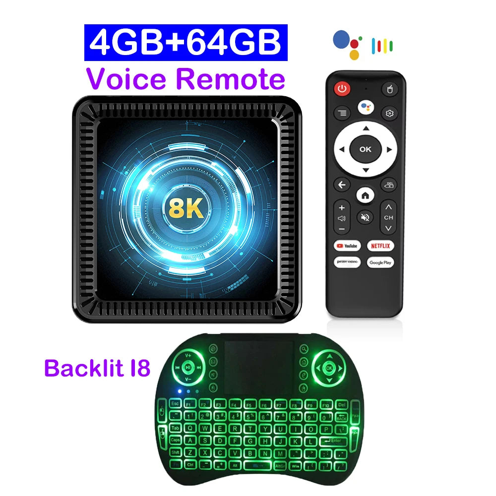 2026 Android 16 Q19 8K Smart TV Box Ram 4GB 8GB Rom 128GB 256GB Google Assistant Bluetooth 6.0 Wifi6 Streaming Media Player Fast