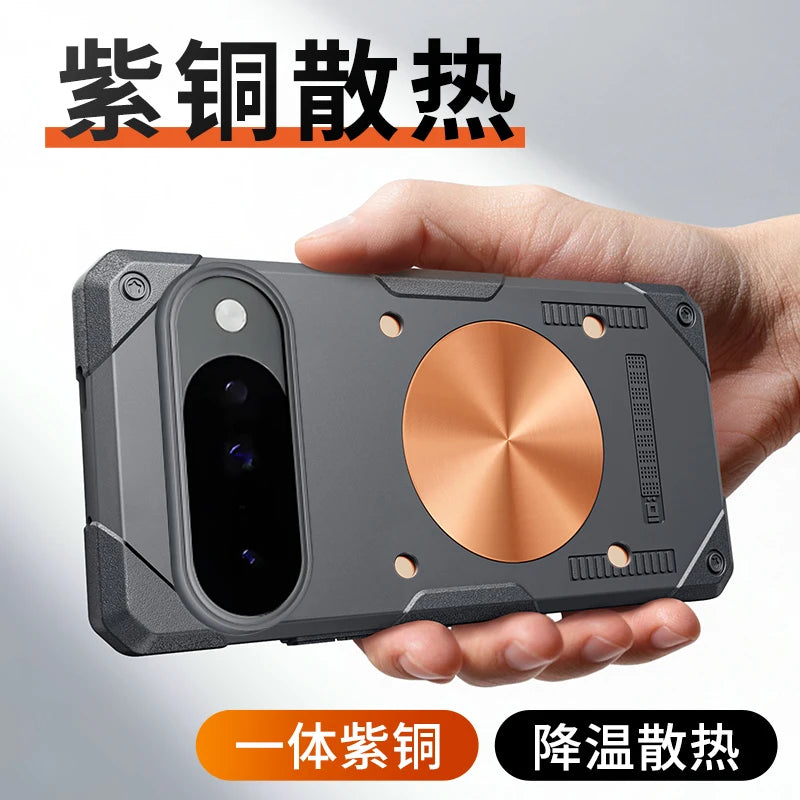 Copper Heat Dissipation Magnetic Phone Case For Google 11 10 9 Pro XL Cooling Case Heavy Duty Shockproof Cover Silicone Casing