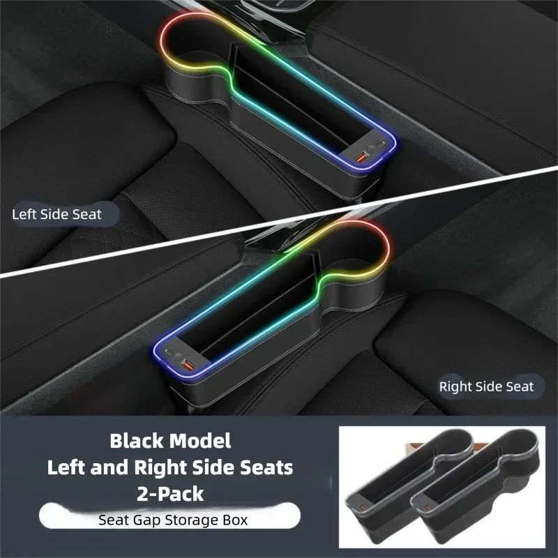 7 Color Led Car Seat Gap Filler Organizer Car Seat Pocket Gap Filler, Car Gap Organizer Storage Console Side Seat Gap Filler