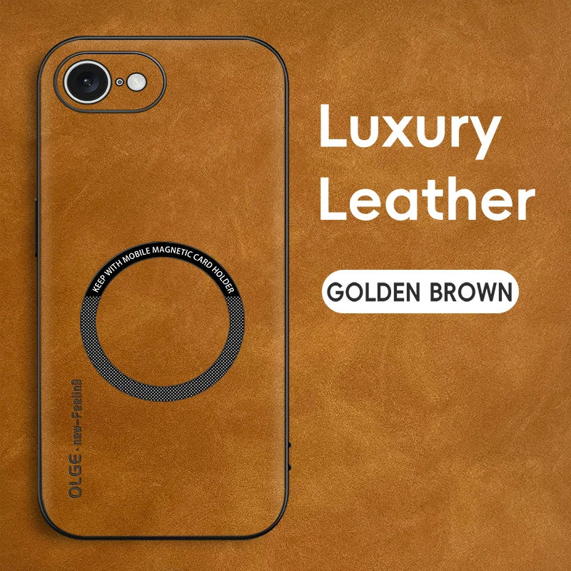Magnetic Retro Leather Soft Case For iPhone 16E 17E iPhone16E iPhone17E 5G Wireless Charging Phone Case Cover