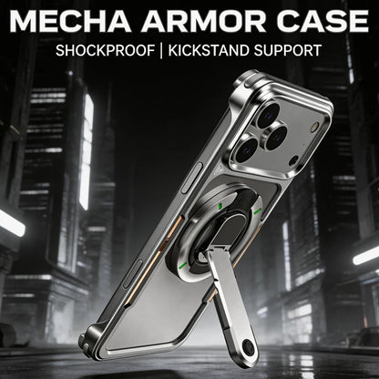2-in-1 Detachable 360 Rotating Magnetic Bracket Metal Frameless Phone Case for iPhone 17 Pro Max Shockproof for Magsafe Cover