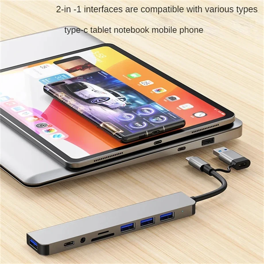 8 in 2 USB HUB C type-c HUB USB C to USB 3.0 HDTV-Compatible Dock for MacBook Pro For Nintendo Switch USB-C Type C 3.0 Splitter
