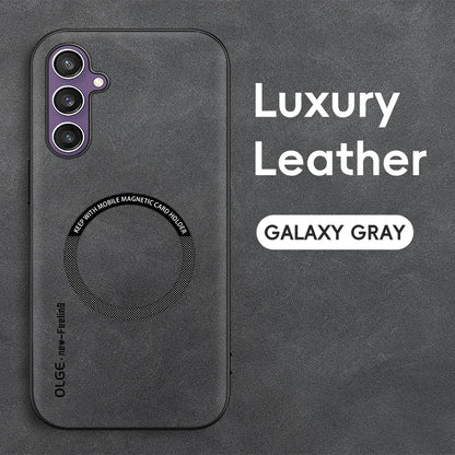 Luxury Leather For Magsafe Magnetic Wireless Charging Phone Case For Samsung Galaxy S26 S25 S24 S23 S22 Ultra Plus Back Cover