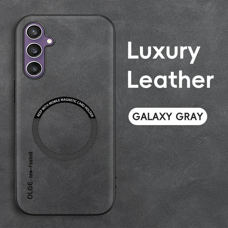Luxury Leather For Magsafe Magnetic Wireless Charging Phone Case For Samsung Galaxy S26 S25 S24 S23 S22 Ultra Plus Back Cover