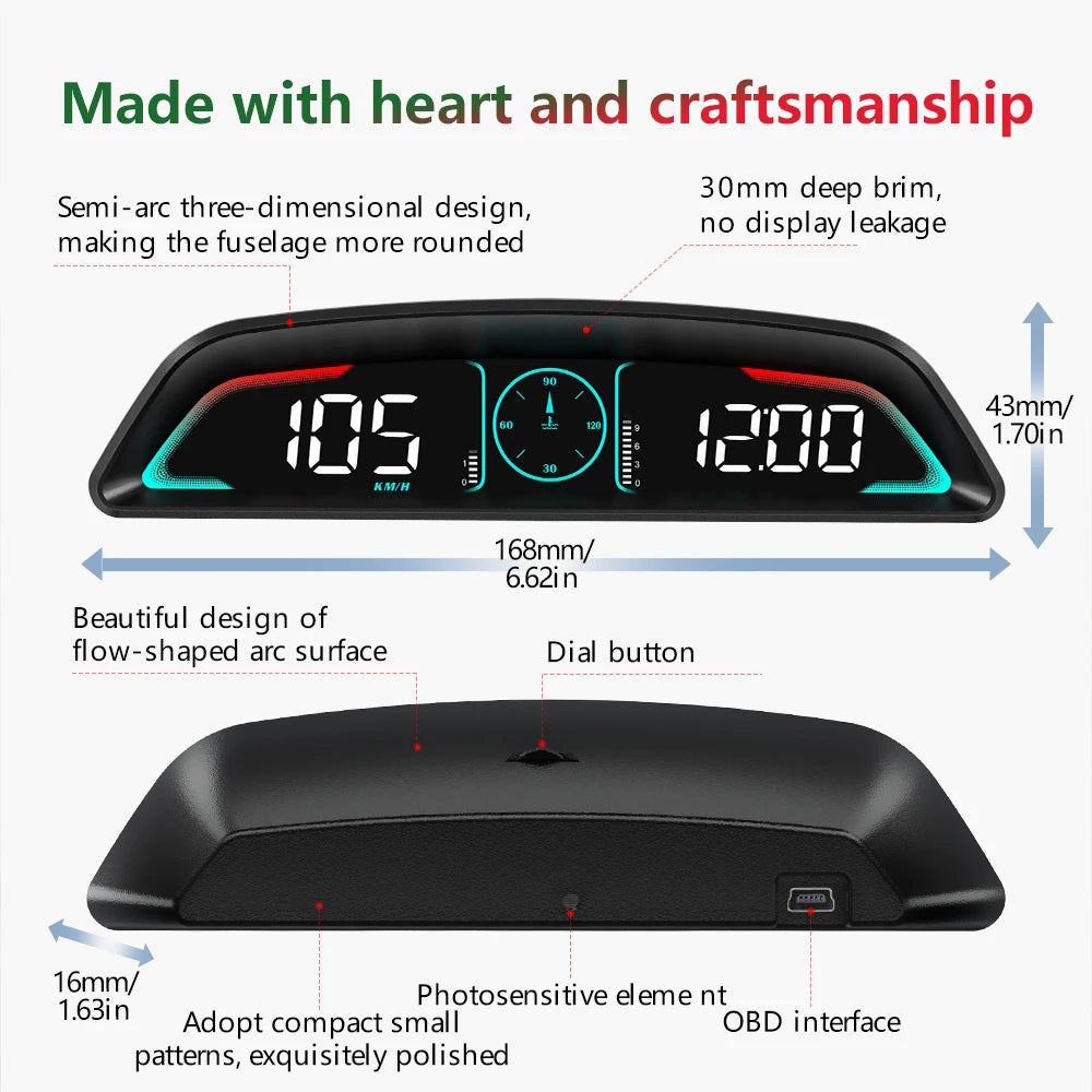 B3 Head Up Display OBD2 GPS Digtial HUD Car Gauge Speedometer Tachometer Water Temp Fuel Consumption Voltage Car Electronic