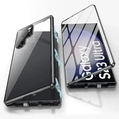 Double Sided Magnetic Glass Case For Samsung Galaxy S26 S25 S23 S24 FE S22 S21 Ultra Plus Camera Protection Full Cover Snap Lock