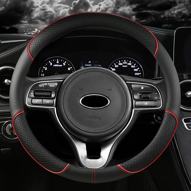 Pu Leather Car Steering Wheel Cover 38cm for Kia Rio 2 3 4 X Line Kombi Sedan K2 K3 K4 K5 KX1 KX3 KX5 Sportage Auto Accessories