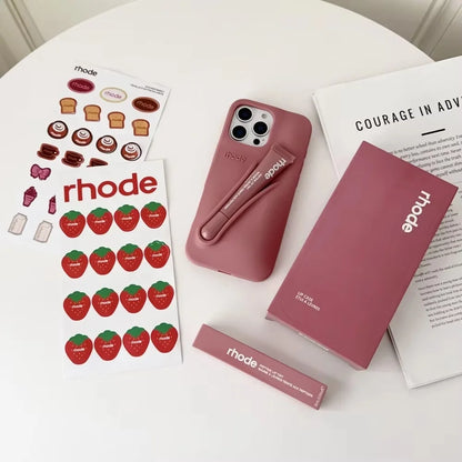 Luxury Aesthetic Rhode Lip Balm Design Matte Silicone Shockproof Phone Case All Matching Color Protective Case For iPhone Series