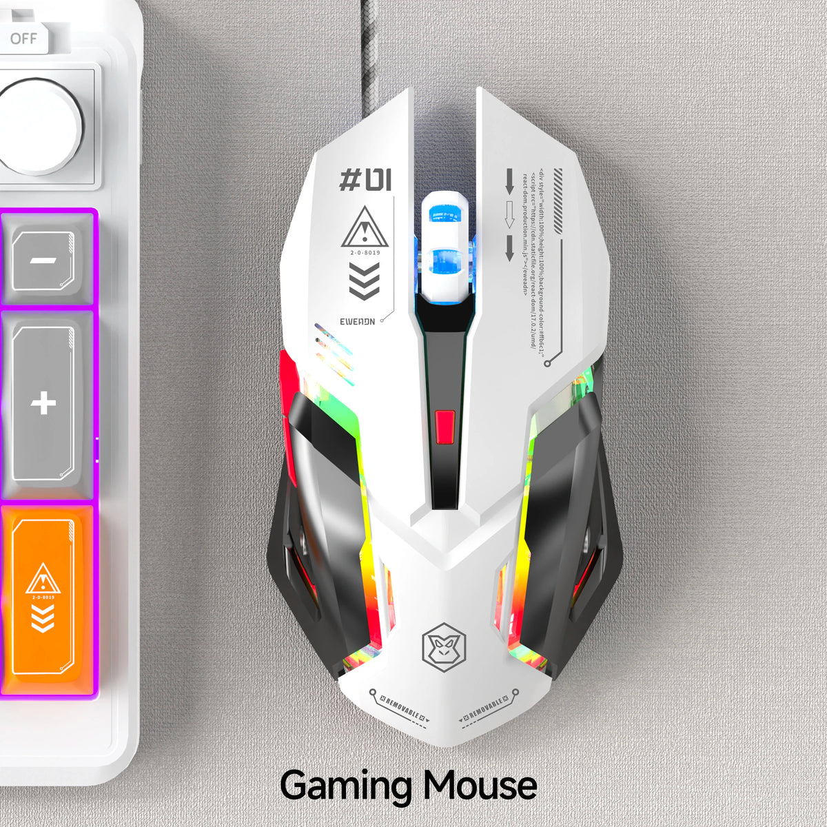 EWEADN G10 Silent Wired Gaming Mouse, Macro Programmable, Ergonomic, for Gaming & Office, Desktop/Laptop/Tablet, Quiet Operation