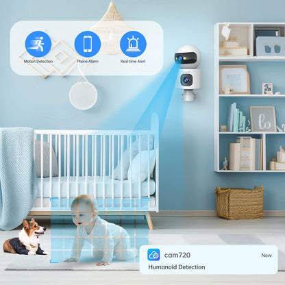 Lenovo 4K IP Camera 5G WiFi Dual Lens Smart Home Auto Tracking CCTV Camera Wireless Surveillance Camera Security Baby Monitor