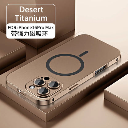 Aluminum Metal Frame Magnetic Case For iPhone 13 12 14 15 16 17 18 Pro Max For Magsafe Wireless Charging Lens Film PC Back Panel