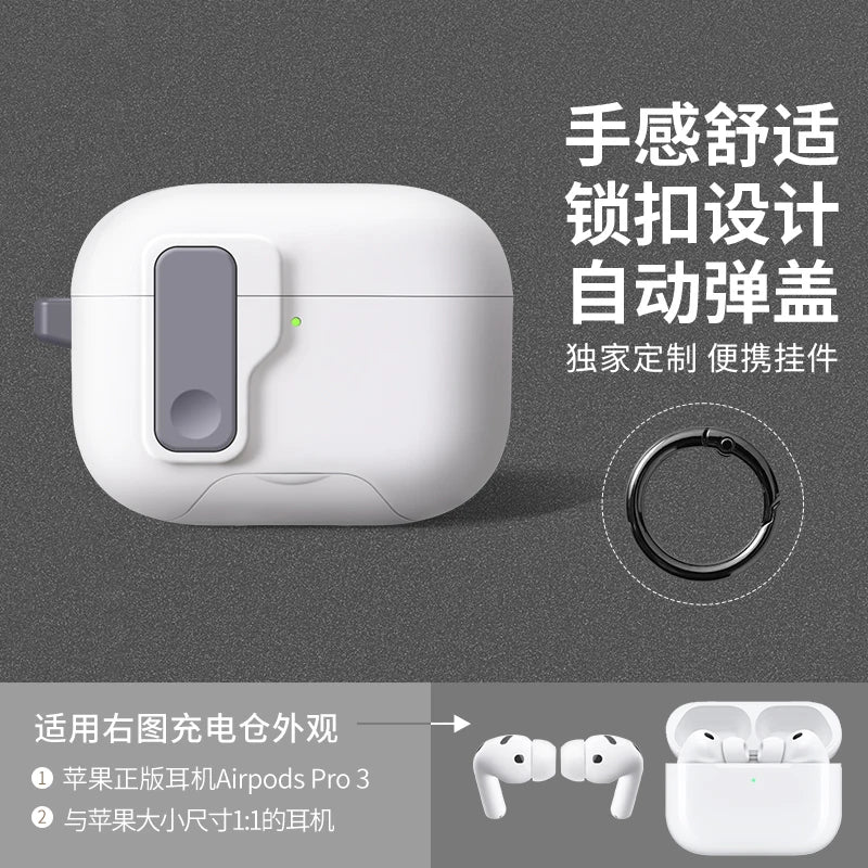 2025 New For AirPods Pro 3 Phone Stand Case Cover Magnetic Auto Lock TPU Shockproof Protective Sleeve With Hook for AirPods Pro3