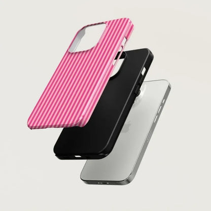 Luxury Striped Pink on Pink Phone Case for iPhone 16 15 14 13 12 11 Pro Max Plus Luxury Magnetic Double-layer Back Cover