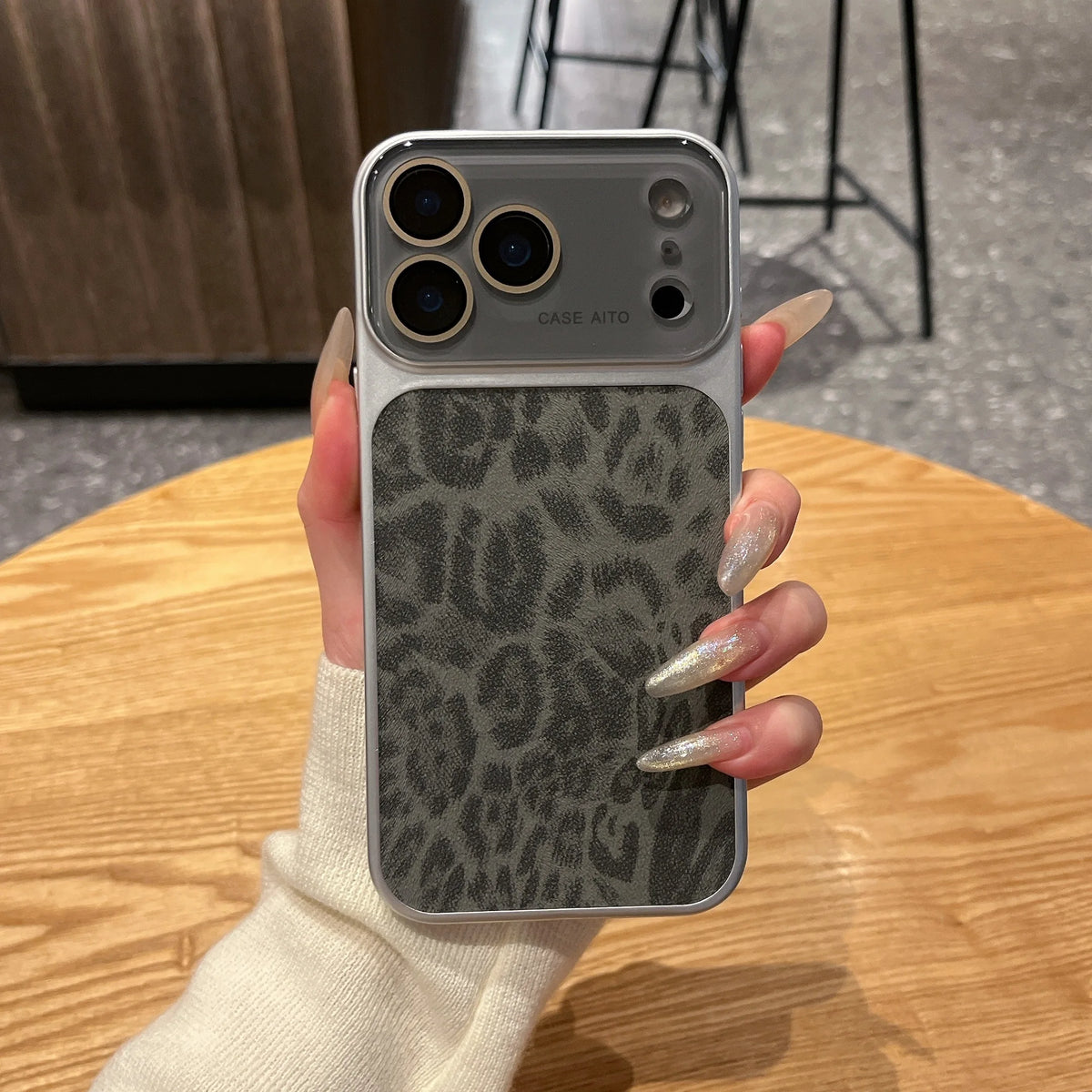 Original Leopard Print Texture Phone Case For iPhone 17 16 15 14 13 Pro Max Large Window Lens Protection Shockproof Matte Cover
