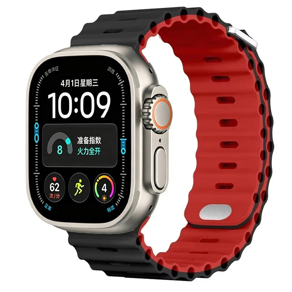 Ocean Silicone strap For Apple Watch Ultra 4 3 2 1 Band 49mm 12 11 10 9 8 7 46mm 45mm 41mm band iWatch 6 5 4 SE3 44mm 40mm 42mm