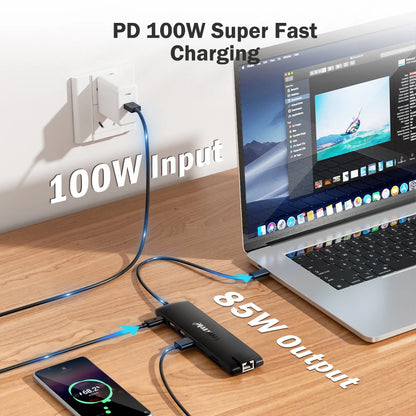 Lemorele 4K USB Hub USB C to Dual HDMI VGA Gigabit Docking Station USB 3.0 VGA Adapter SD Card Readers  for Windows MacBook Air