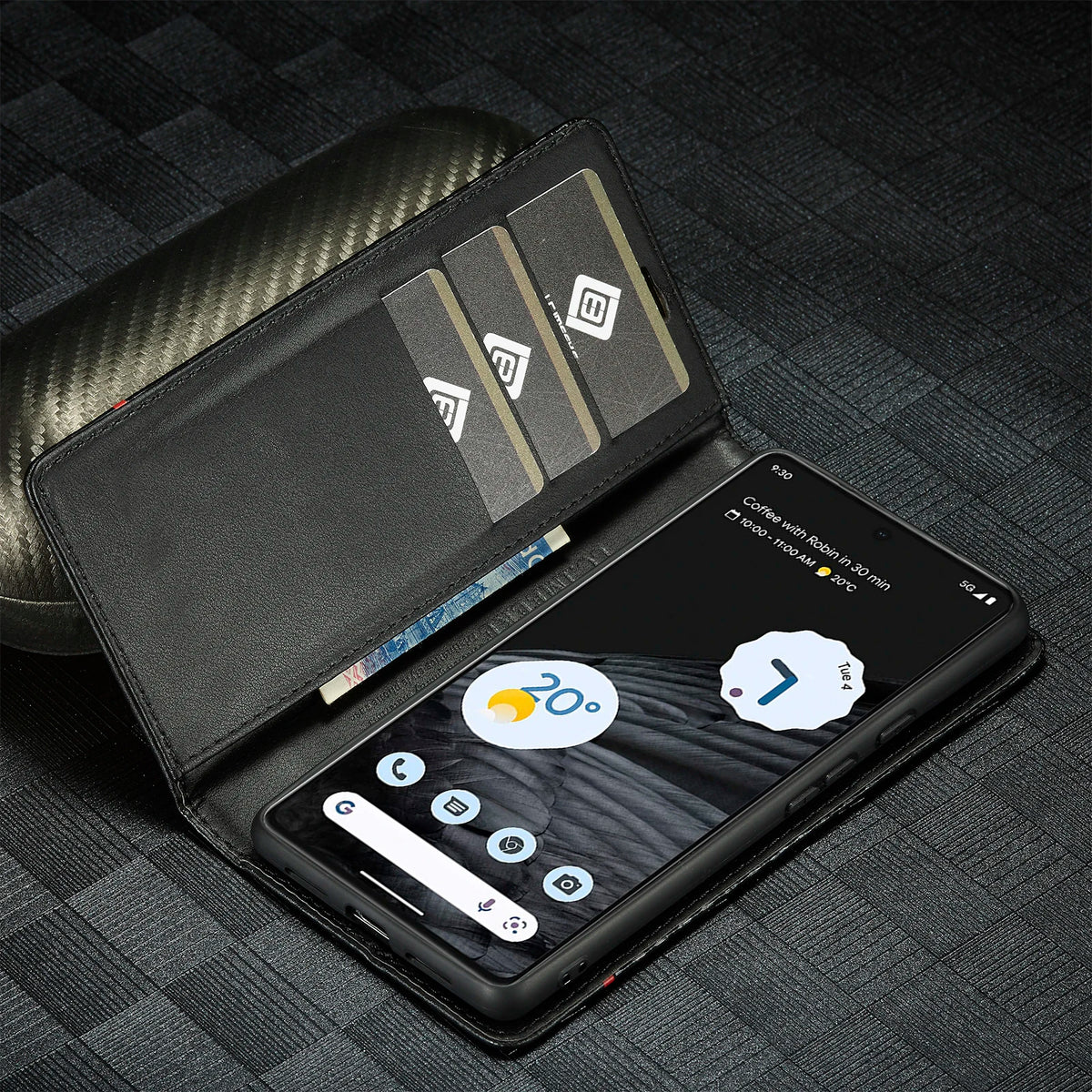Carbon Fiber Leather Case for Google Pixel 10 9 Pro XL 10A 9A 8 7 6 Pro 7A 10Pro 9Pro Business Flip Cover Card Slot Phone Wallet