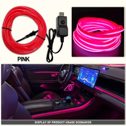 Car Interior Decorative Lamps EL Wiring Neon Strips Dashboard Auto LED Ambient Lights DIY Flexible Atmosphere Lamp 1M/3M/5M