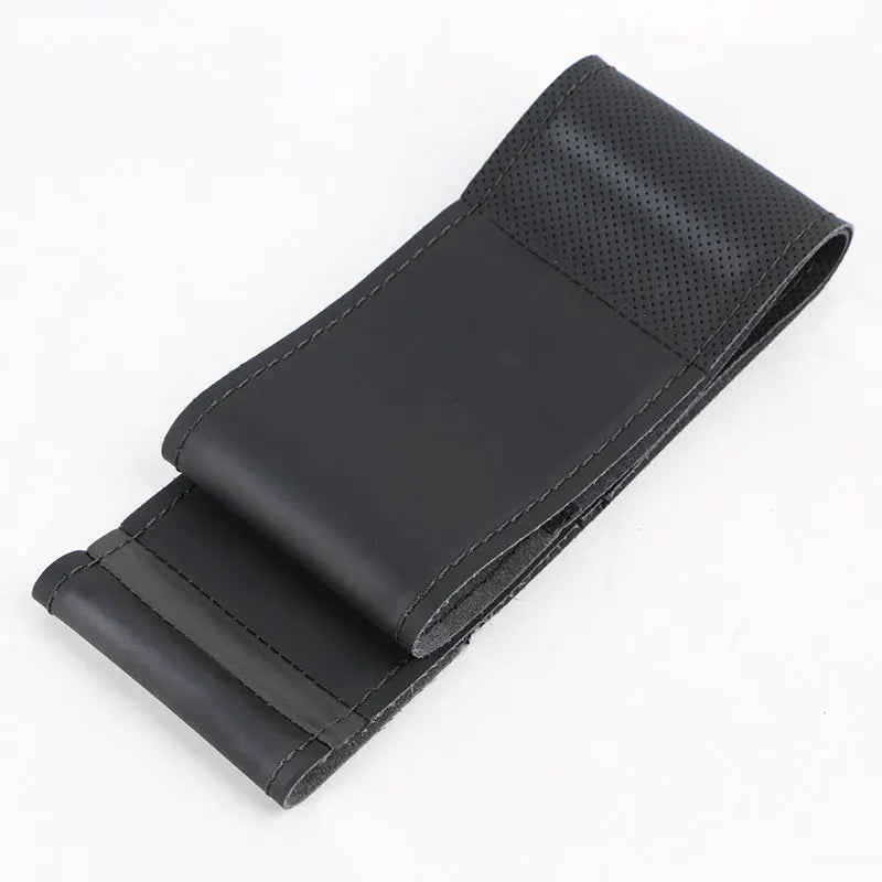 Universal 38cm Hand-Sewn Car Steering Wheel Cover Microfiber Leather Soft Wear-Resistant with Needles Thread Steering Wheel Skin