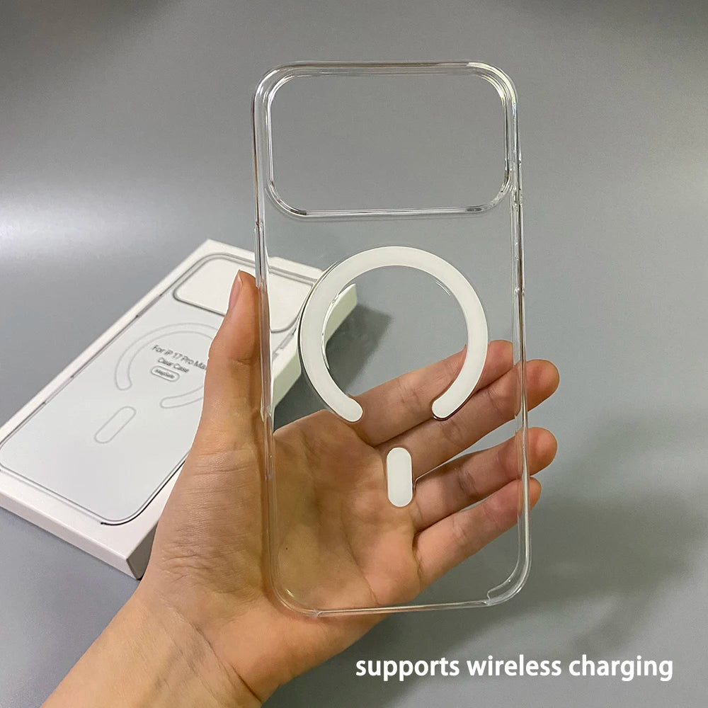 Original Magnetic Clear Phone Case For iPhone 18 17 16 15 14 13 12 Pro Max For Magsafe Wireless Charging With Camera Button