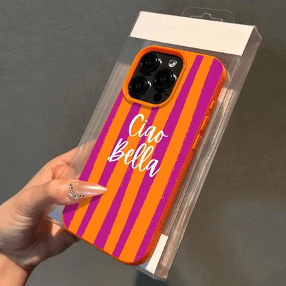 Orange Striped Minimalist Design Case For iPhone 17 16 Pro Max 11 12 13 14 15 Pro 16 15 Plus XS X XR 16e Shockproof Soft Cover
