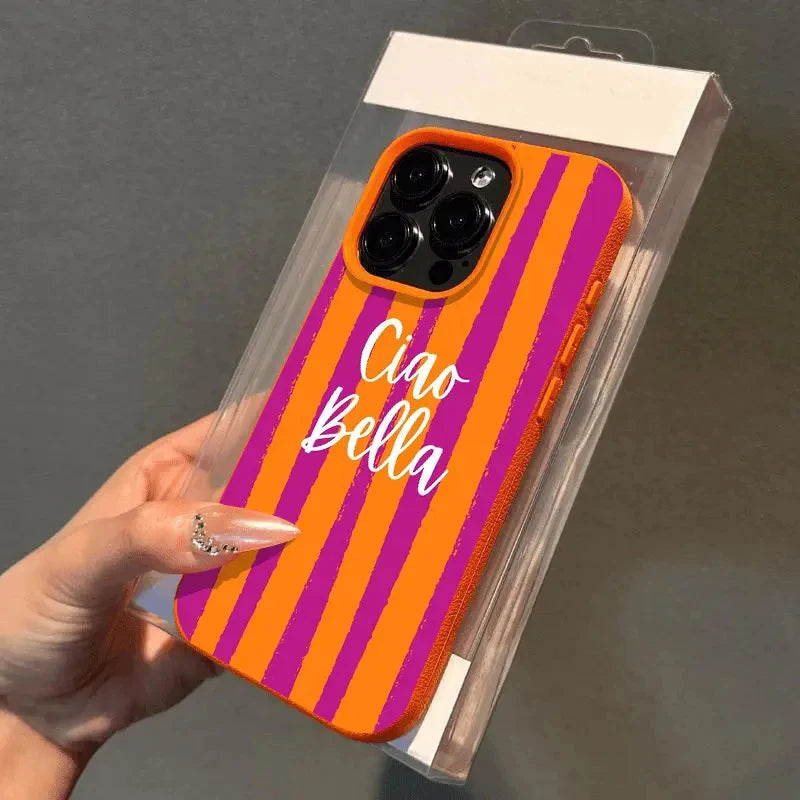 Orange Striped Minimalist Design Case For iPhone 17 16 Pro Max 11 12 13 14 15 Pro 16 15 Plus XS X XR 16e Shockproof Soft Cover
