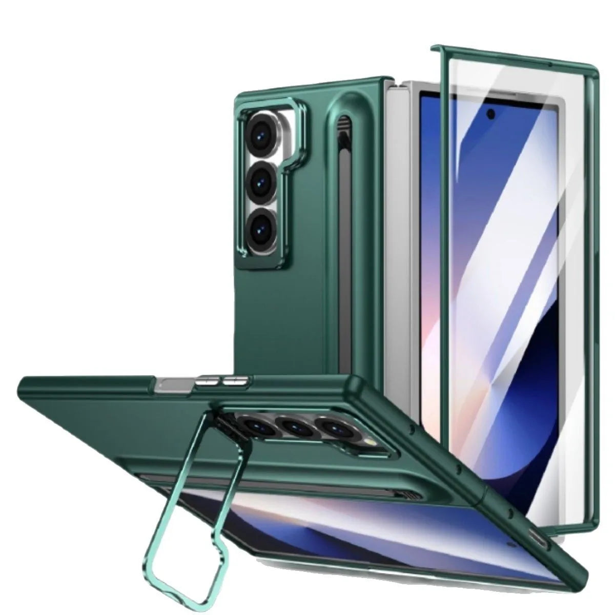 Metal Lens Holder Phone Cover For Samsung Galaxy Z Fold 7 6 5 Z Fold7 Fold6 Case With Screen Glass S Pen Slot Shockproof Cases