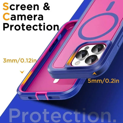 Premium Heavy Duty OTT Magnetic Armor Case For iPhone 18 17 16 15 14 Plus 13 Pro Max Anti-Slip Grip Charging Protect Cover Box