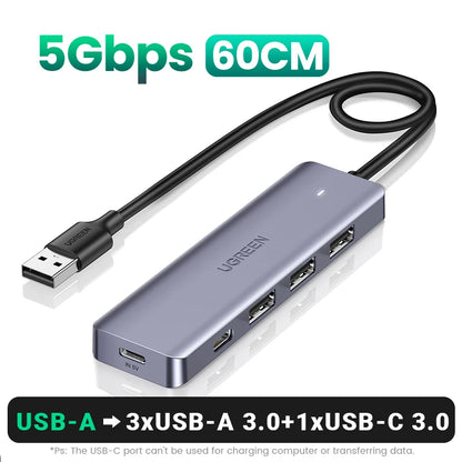 UGREEN USB C HUB 4 Ports Type C to USB 3.0 Hub Splitter Adapter for Laptop MacBook Mac Mini iPad Pro Samsung S25 iPhone 17