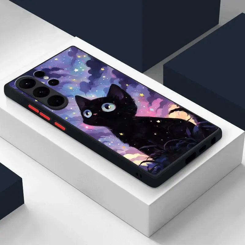 Van Gogh Art Cute Kitty Phone Case for Samsung Galaxy S23 24 Ultra S22 S20 FE S21 Plus 5G S10 Plus S22Ultra Cover