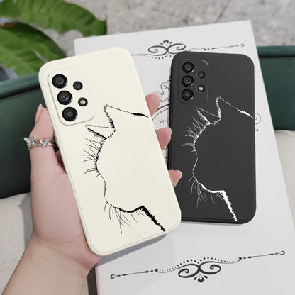 Cute Pretty Cat Case For Samsung Galaxy A73 A53 A33 A23 A13 A03 A72 A52 A52S A32 A22 A12 A02 A02S A71 A51 A31 A21S 4G 5G Cover