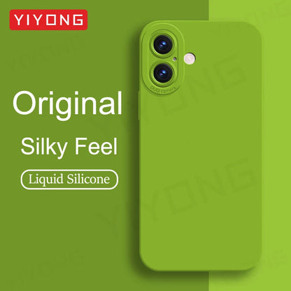 For iPhone16 YIYONG Silky Liquid Silicone Soft Cover For iPhone 16 15 14 12 13 Pro Max iPhone15 Plus iPhone13 Mini SE Phone Case