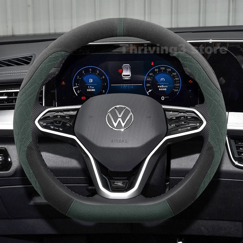 Suede Warm Car Steering Wheel Cover For Volkswagen Passat B8 B9 Tavendor Taos 2025 Heating Covers For Covers Auto Accessories