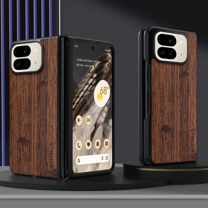 Case for Google Pixel 10 9 Pro Fold Funda Bamboo Wood Pattern Leather Phone Cover Luxury Coque for Pixel 10 Pro Fold Case Capa