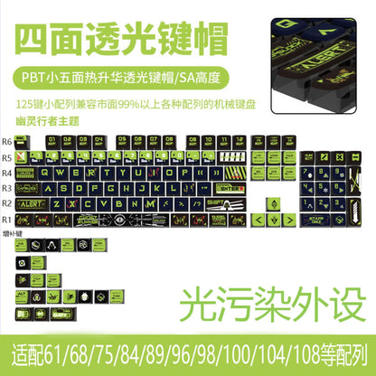 RGB Transparent, Ghost Walker SA Keycap PBT+PC 125 Key Bottom Transparent, Customized for 60/84/98/108 Mechanical Keyboard