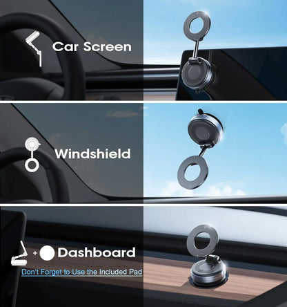 Vacuum Magnetic Car Phone Holder 360°  Foldable Suction Cup Mount Strong Magnet Cell Phone Stand For Car Dashboard Navigation
