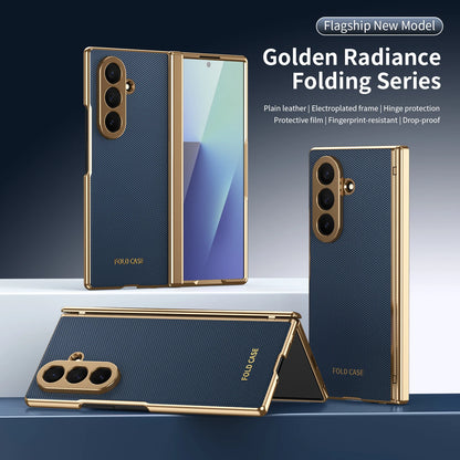 Premium Artificial PU Leather Mobile Phone Case for Samsung Galaxy Z Fold 8 7 6 5 4 with Full Cover Protection,Screen Glass Film
