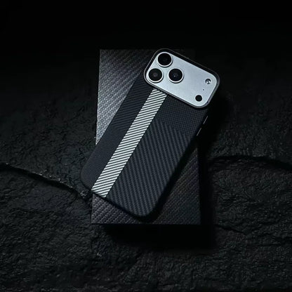 Carbon Fiber Texture Magnetic Armor Case For iphone 17 17Pro Max 16 Pro 15 14 13 Ultrathin Alloy Lens Wireless Charge Hard Cover