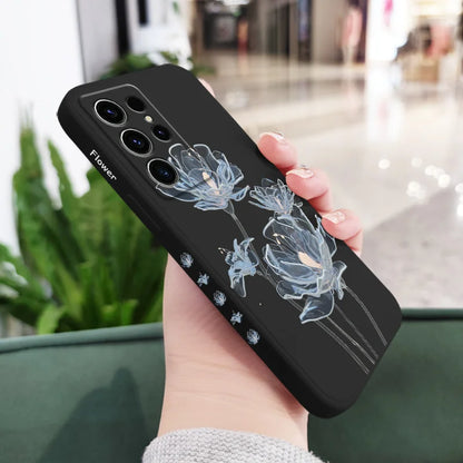 Simple Crystal Flower Phone Case For Samsung Galaxy S25 S24 S23 S22 S21 S20 S10 S10E Ultra Plus FE Note 20 Ultra 10 Plus Cover