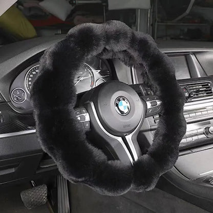 Plush Car Steering Wheel Cover Winter Universal Soft Fluffy Handbrake Shift Cover Auto Interior Accessories for Men Women Warm